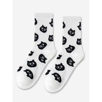 Cartoon Printed Cats Crew Socks