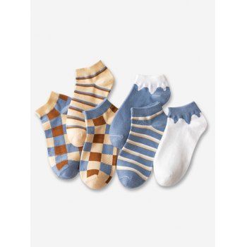 

6 Pairs Checkered Striped Colorblock Ankle Socks Set, Multicolor h