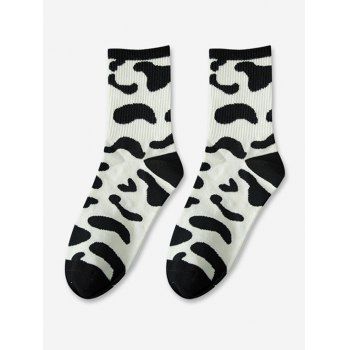 

Cow Print Two Tone Crew Socks, White