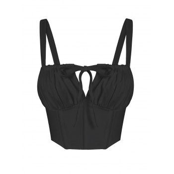 

Ruched Tie Corset Style Crop Top, Black