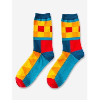 

Winter Geometric Colorblock Mid-calf Socks, Orange