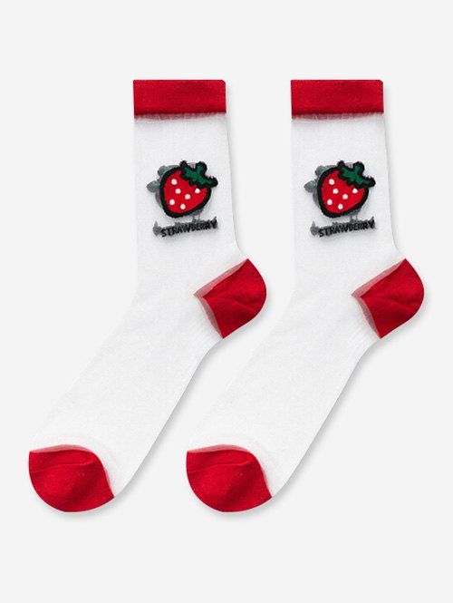 Chaussettes Transparentes Motif de Fruit - Rouge 