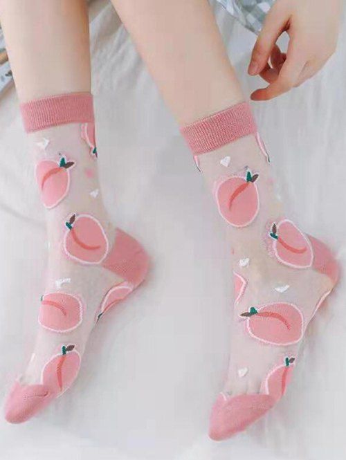 Chaussettes Motif de Fruit en Maille - Rose clair 