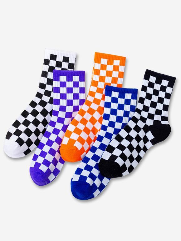 5 Paires Ensemble de Chaussettes Sportives Motif à Carreaux - multicolor I 