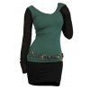Two Tone O Ring Belted Bodycon Dress - DEEP GREEN S