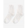 5 Paires de Chaussettes à Bordure Festonnée Motif Floral - Blanc 