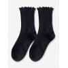 Chaussettes Côtelées à Ourlet en Laitue - Noir 
