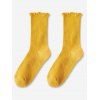 Chaussettes Ourlet en Laitue en Coton - Jaune Soleil 