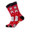 Pair of Christmas Snowmen Cats Pattern Crew Socks - VALENTINE RED 