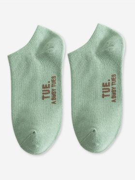 Letter Printed Sole Cotton Ankle Socks