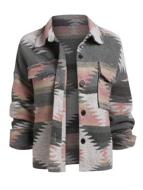 Veste Ourlet en Echelle Graphique Géométrique de Grande Taille