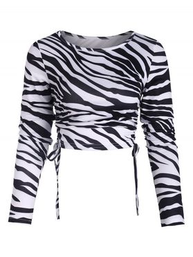 Zebra Cinched Crop T Shirt