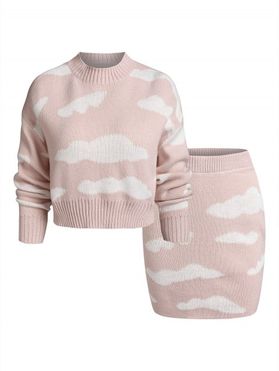 Clouds Jacquard Sweater and Bodycon Skirt Set
