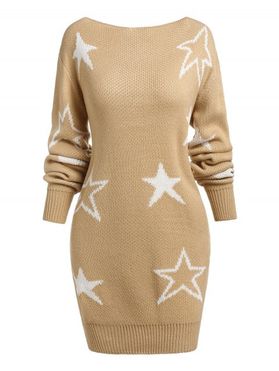 Star Jacquard Mini Bodycon Sweater Dress