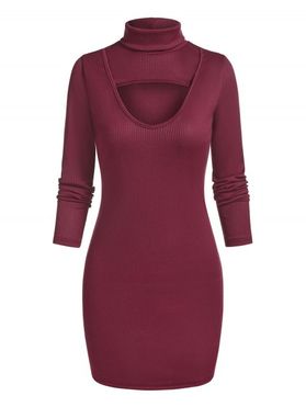 Long Sleeve Cut Out Ribbed Bodycon Dress