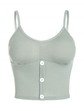 Ribbed Mock Button Padded Camisole