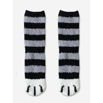 

Winter Printed Striped Dog Paw Terrycloth Socks, Gray