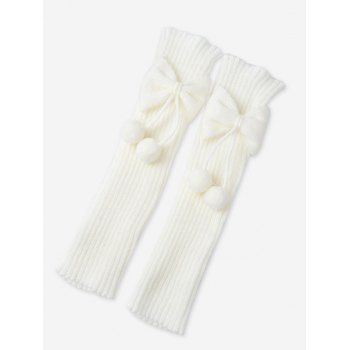 Winter Bowknot Ball Knitted Leg Warmers - WHITE  