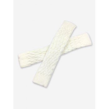Twisted Knee Length Knitted Leg Warmers - WHITE  