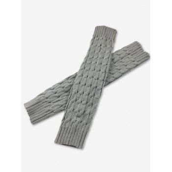 

Twisted Knee Length Knitted Leg Warmers, Light gray