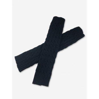 Twisted Knee Length Knitted Leg Warmers - BLACK  