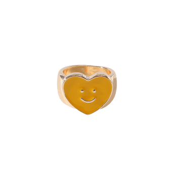 Glazed Smile Face Heart Chunky Ring