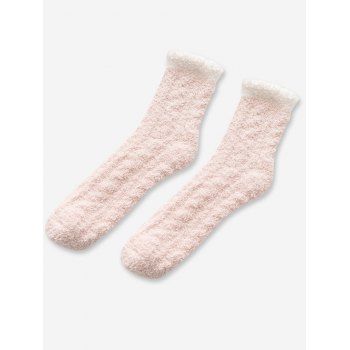 

Winter Two Tone Fleece Socks, Light pink