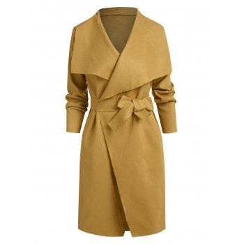 

Wool Blend Belted Wrap Coat, Yellow