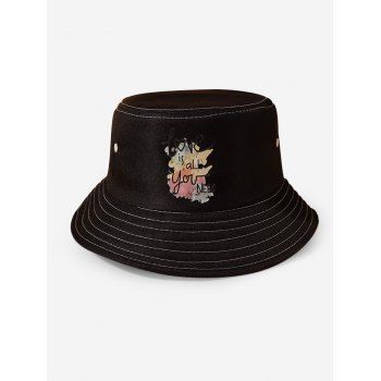 

Slogan Graphic Print Bucket Hat, Black