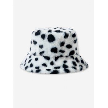 

Leopard Pattern Fluffy Faux Fur Bucket Hat, White
