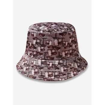 

All-Over Mushroom Print Bucket Hat, Smokey gray