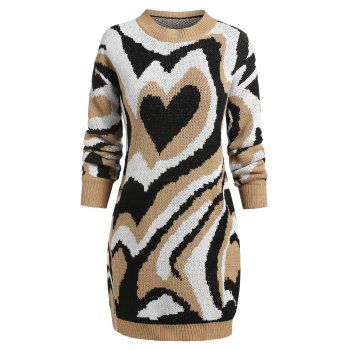 

Psychedelic Jacquard Drop Shoulder Dress, Light coffee