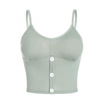 Ribbed Mock Button Padded Camisole