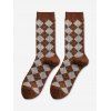 Retro Argyle Pattern Winter Mid-calf Socks - BROWN BEAR 