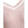 V Neck Side Stripes Sweater Dress - LIGHT PINK L