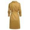 Wool Blend Belted Wrap Coat - YELLOW M