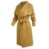 Wool Blend Belted Wrap Coat - YELLOW XL