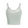 Ribbed Mock Button Padded Camisole - LIGHT GREEN ONE SIZE