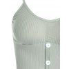 Ribbed Mock Button Padded Camisole - LIGHT GREEN ONE SIZE