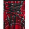 Plaid Print Handkerchief Dress Lace Up Corset Waist Mini Dress Cutout Fit And Flare Dress - BLACK M