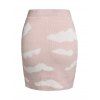 Clouds Jacquard Sweater and Bodycon Skirt Set - LIGHT PINK M