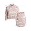 Clouds Jacquard Sweater and Bodycon Skirt Set - LIGHT PINK L