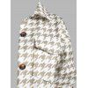 Button Up Houndstooth Print Double Pockets Coat - LIGHT COFFEE M