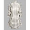Button Up Houndstooth Print Double Pockets Coat - LIGHT COFFEE L