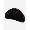 Solid Color Faux Fur Fluffy Beret Hat - BLACK 
