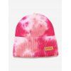 Tie-dye Pattern Applique Ribbed Knitted Hat - ROSE RED 