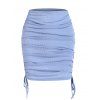 Ribbed Cinched Bodycon Skirt - LIGHT BLUE XL