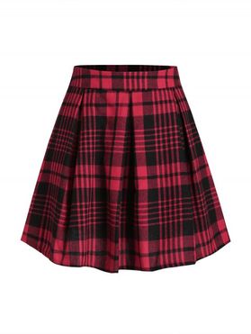 Plaid Pleated Detail Mini Skirt
