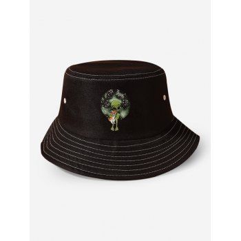 

Alien Holding Cat Print Bucket Hat, Black