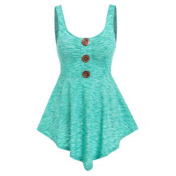 

Asymmetric Space Dye Flared Tank Top, Deep green